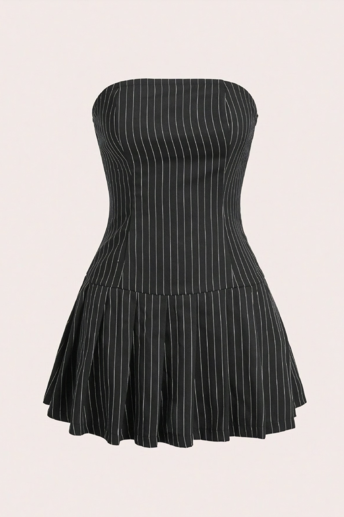 Pleated Striped A-Line Dress