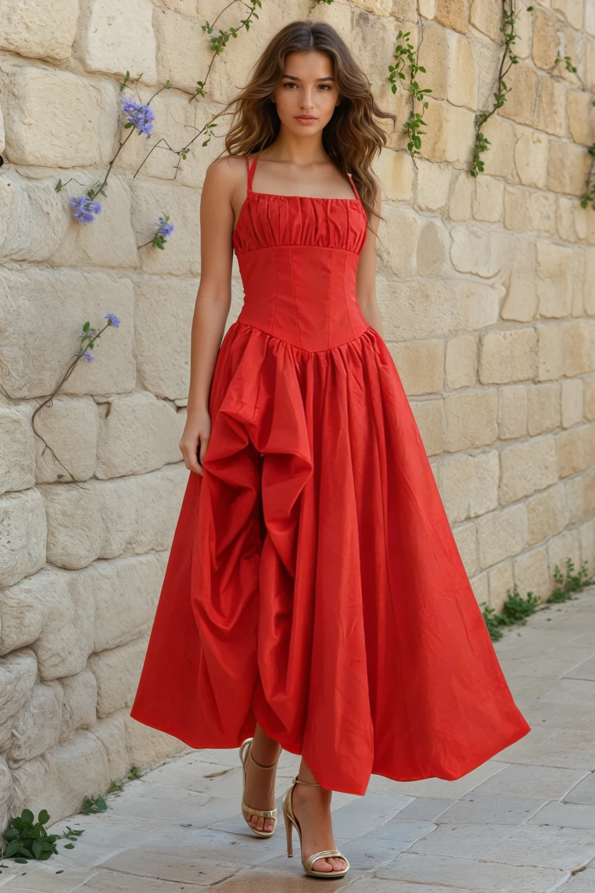 Halter Ruffle Midi Sundress