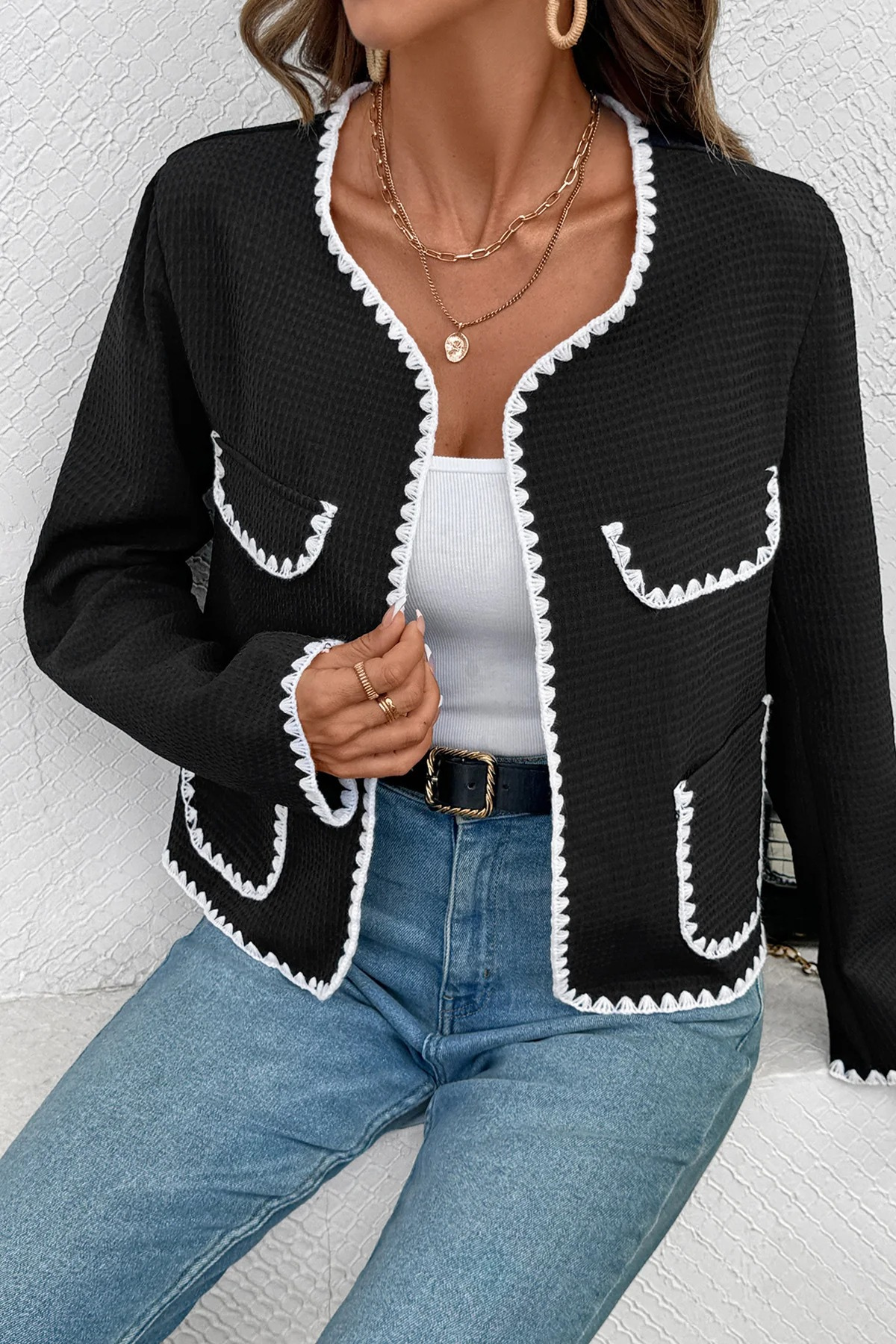 Contrast Trim Cardigan