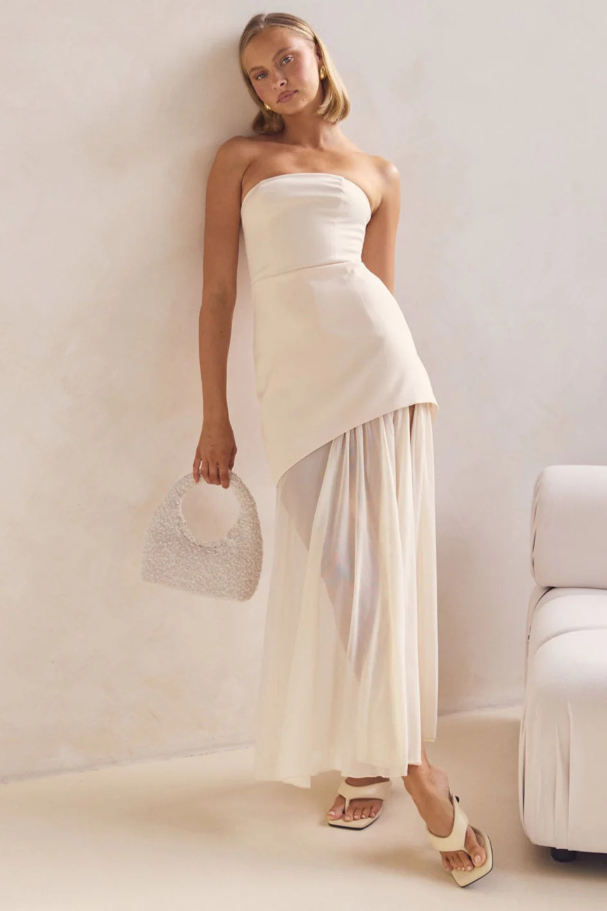 Strapless Color Block Maxi Dress
