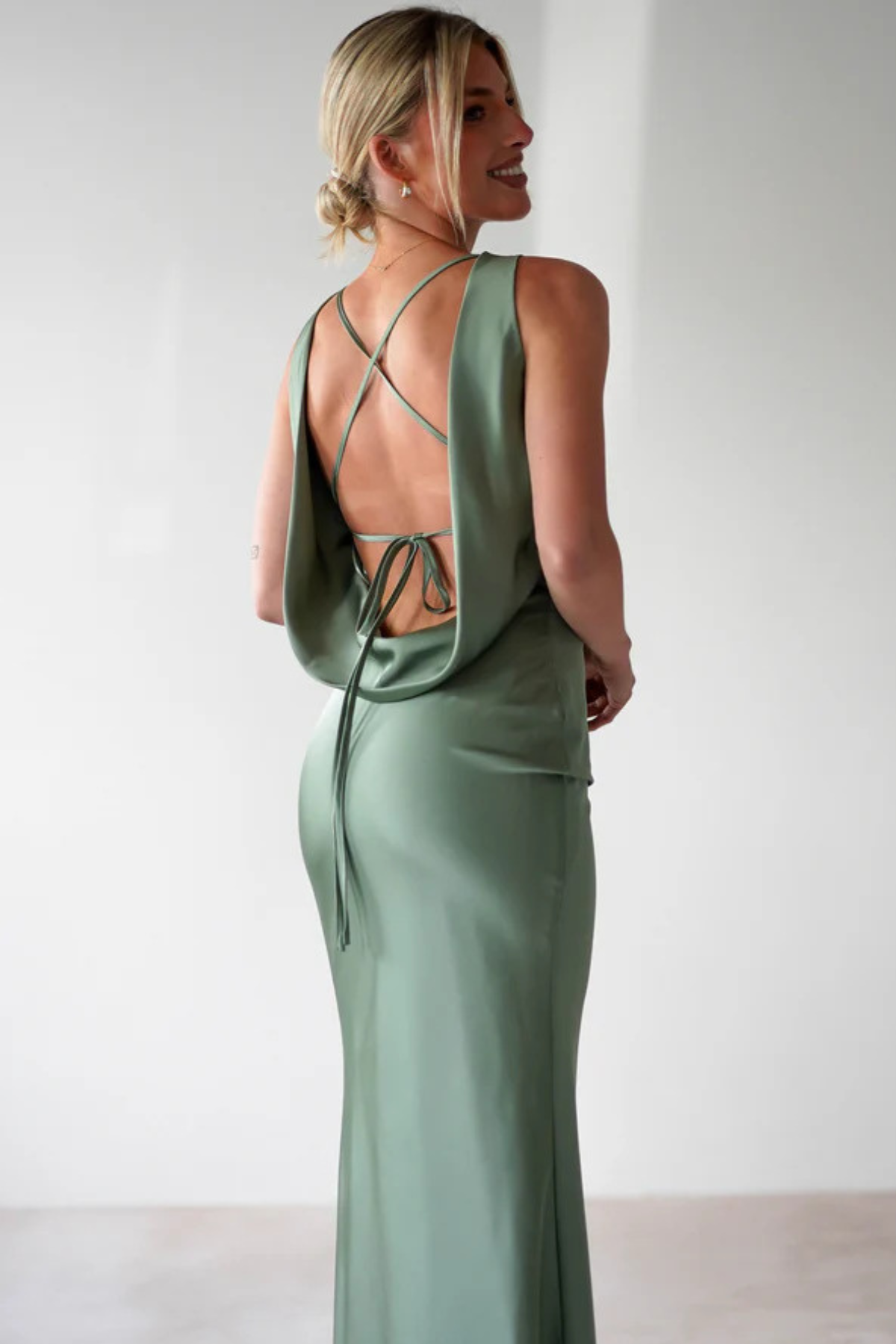 Backless Tie Detail Cutout Maxi Dress