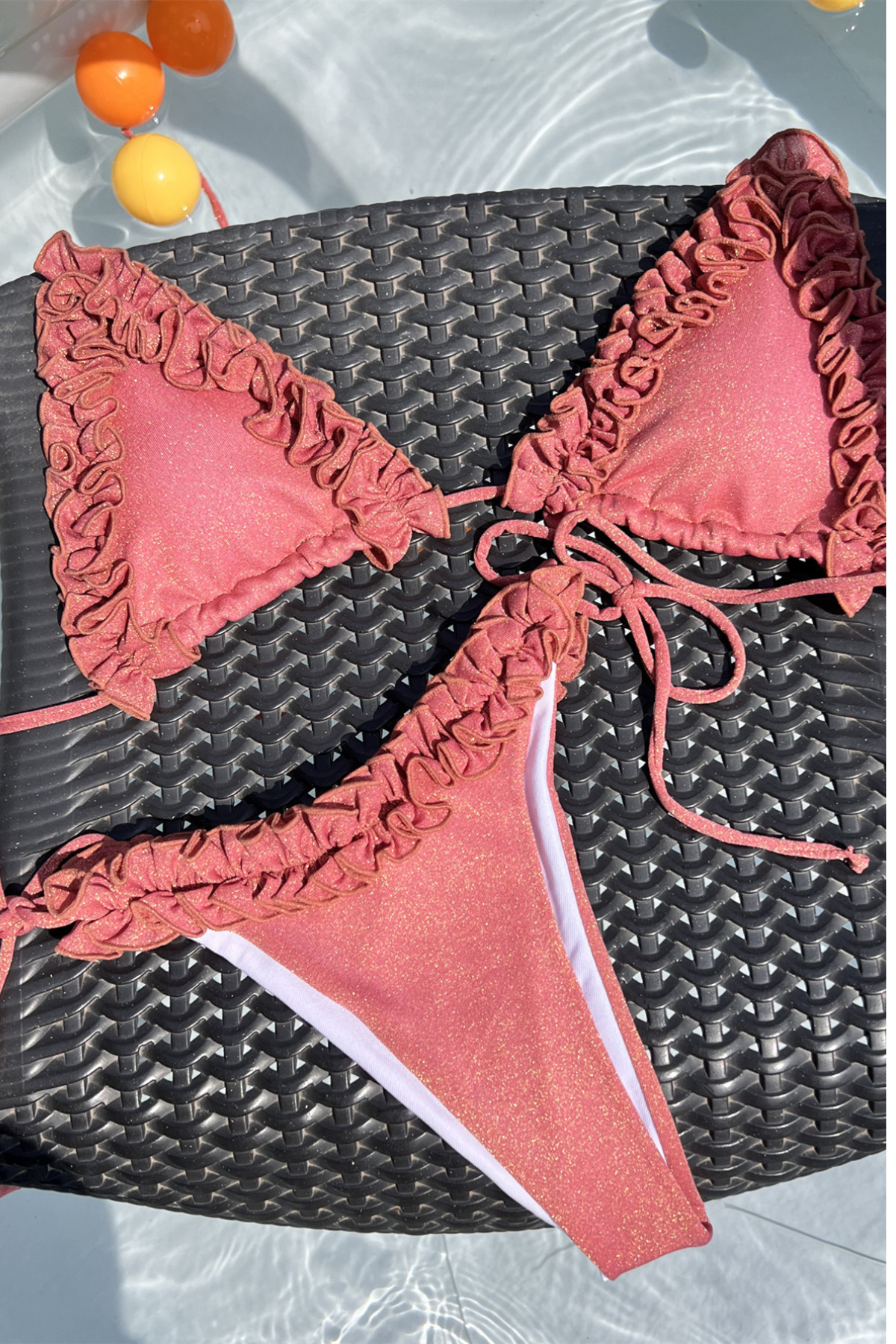 Tied Ruffle Bikini Set