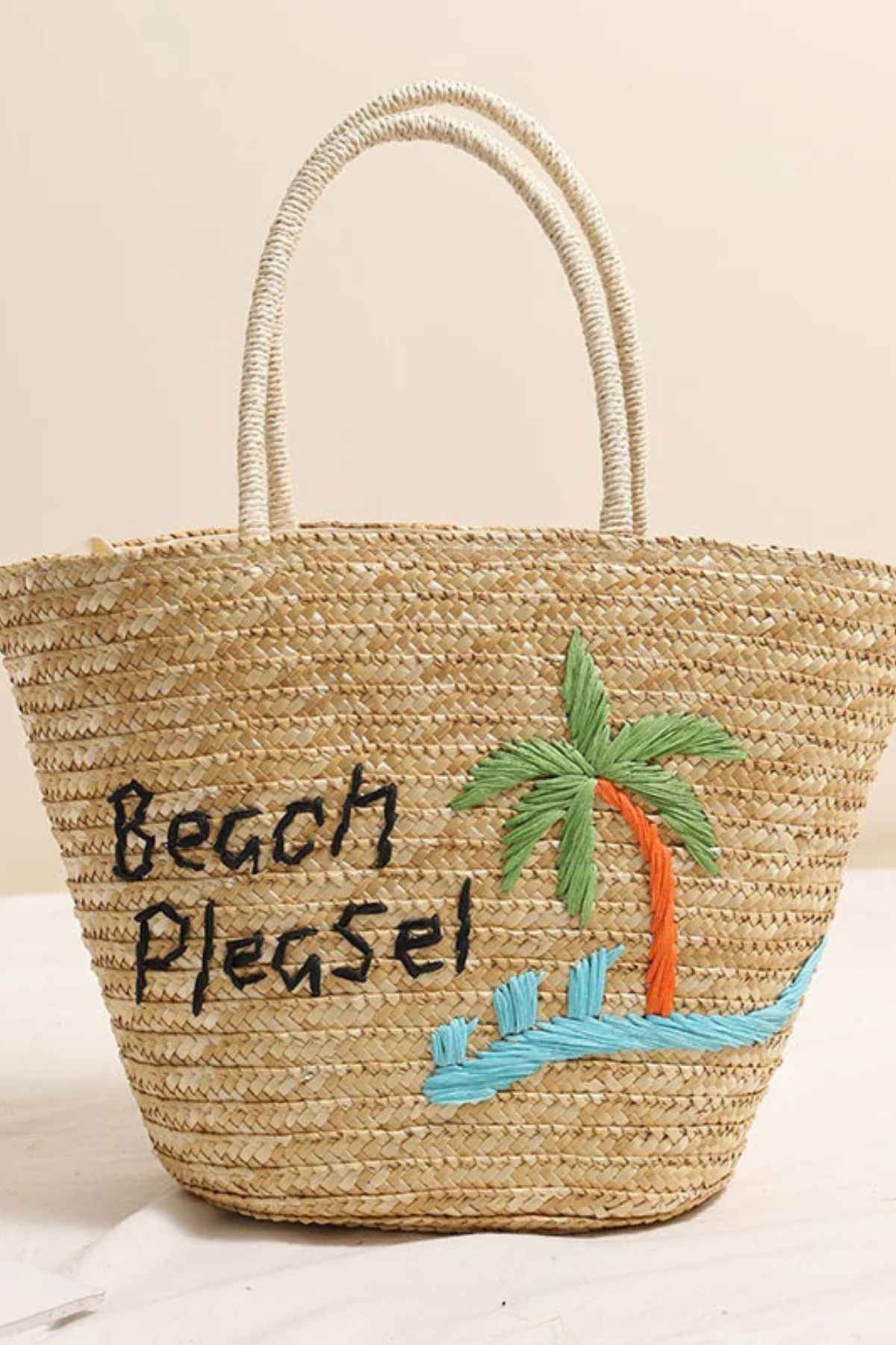 “Beach Please” Straw Shoulder Bag