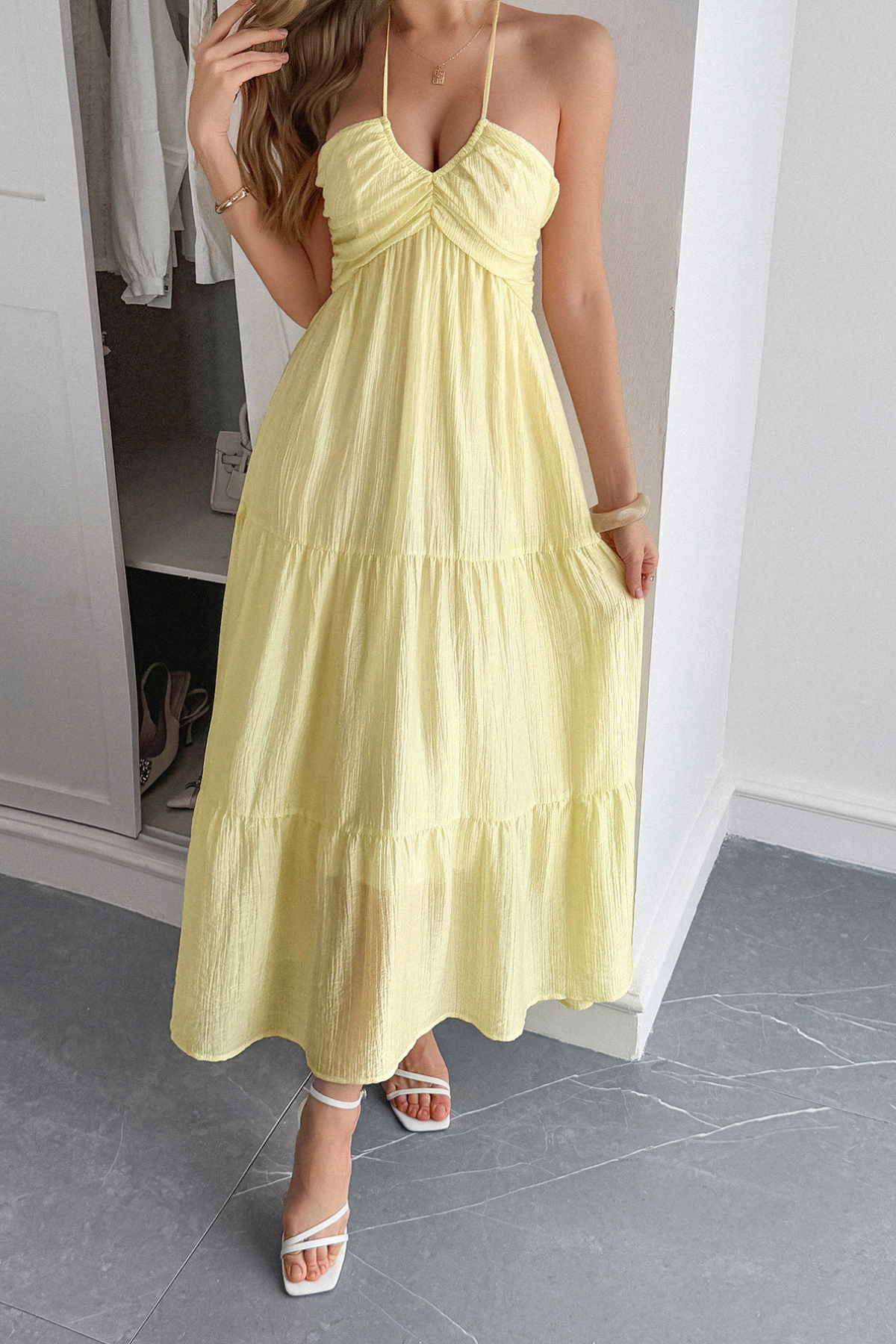Seaside Halter Vacation Maxi Dress