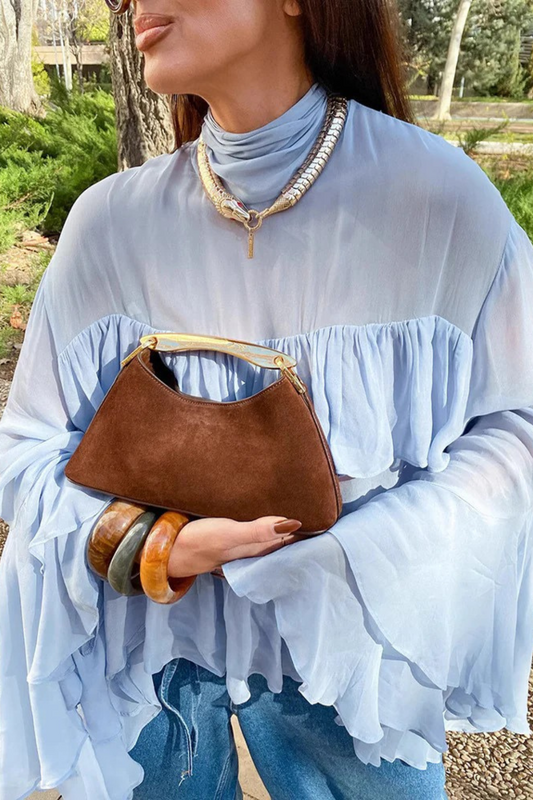 High Neck Ruffle Blouse