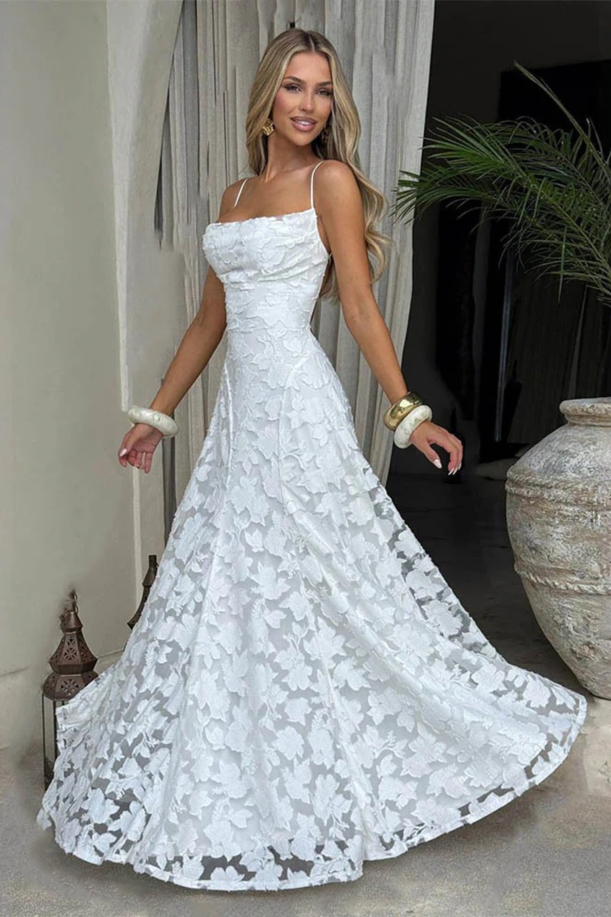 Lace-Up Ruched Backless Maxi Dress