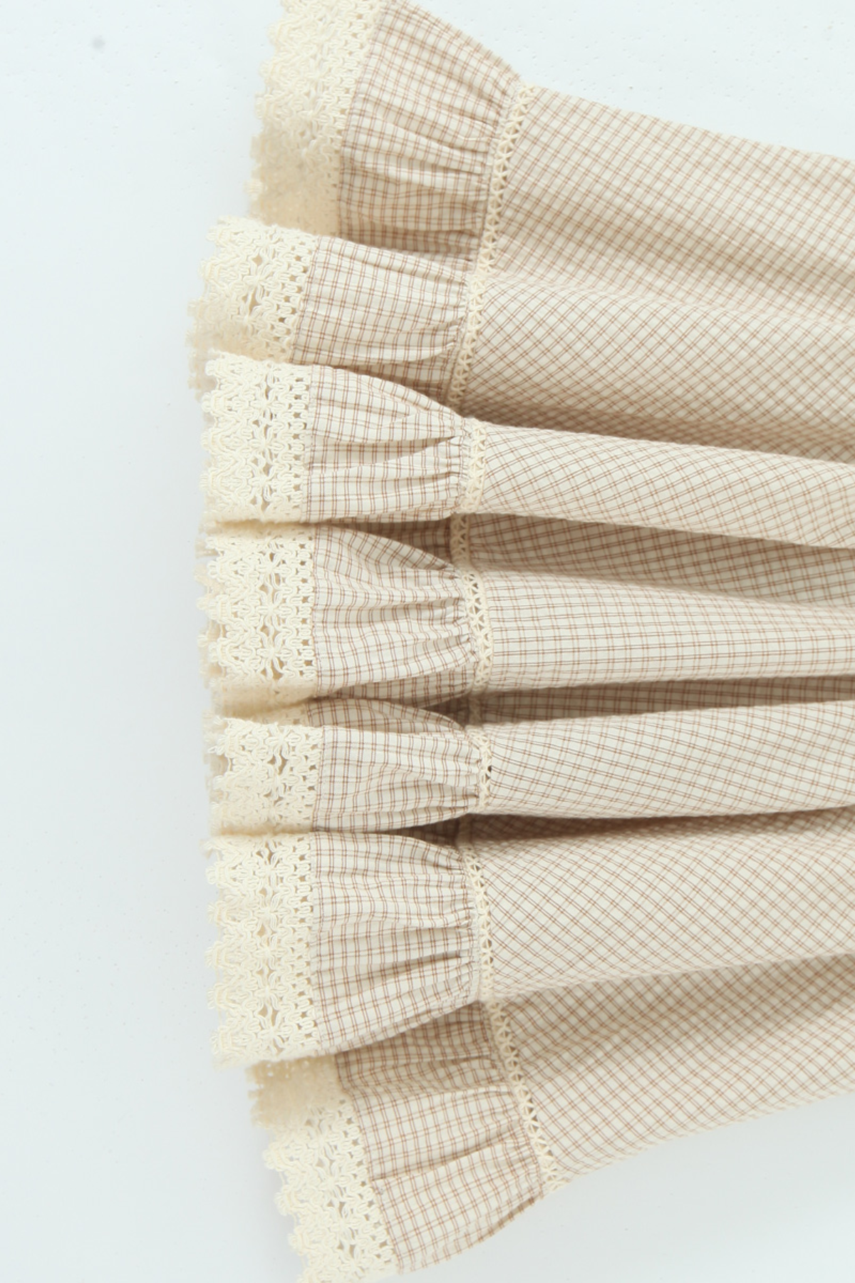 Elegant Gingham Ruffle Embroidery Bottom