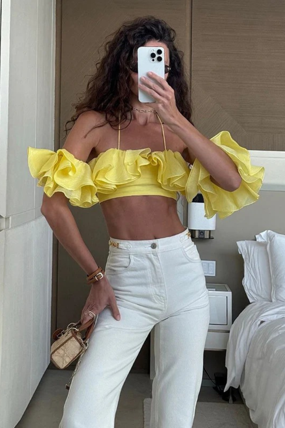 Ruffle Tie Halter Crop Top