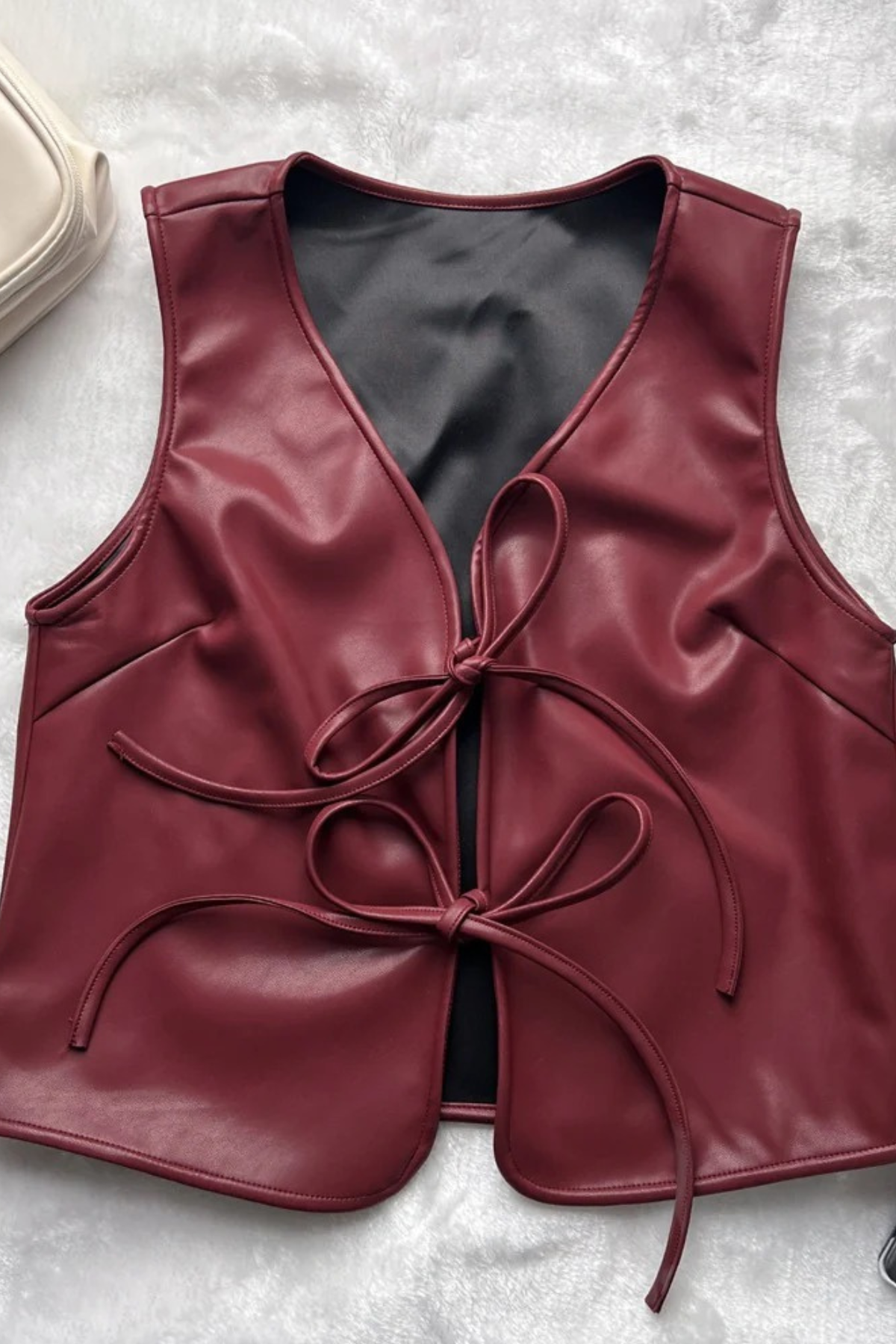 Faux Leather Lace-Up Vest Top