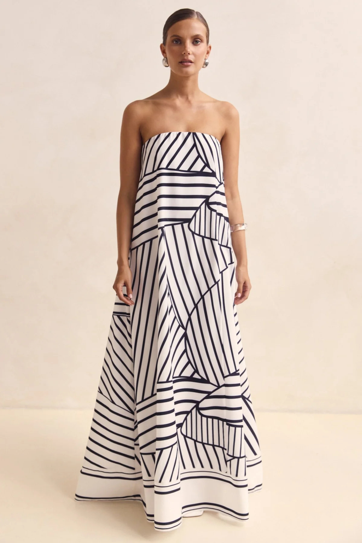 Pink Striped Bandeau Dress