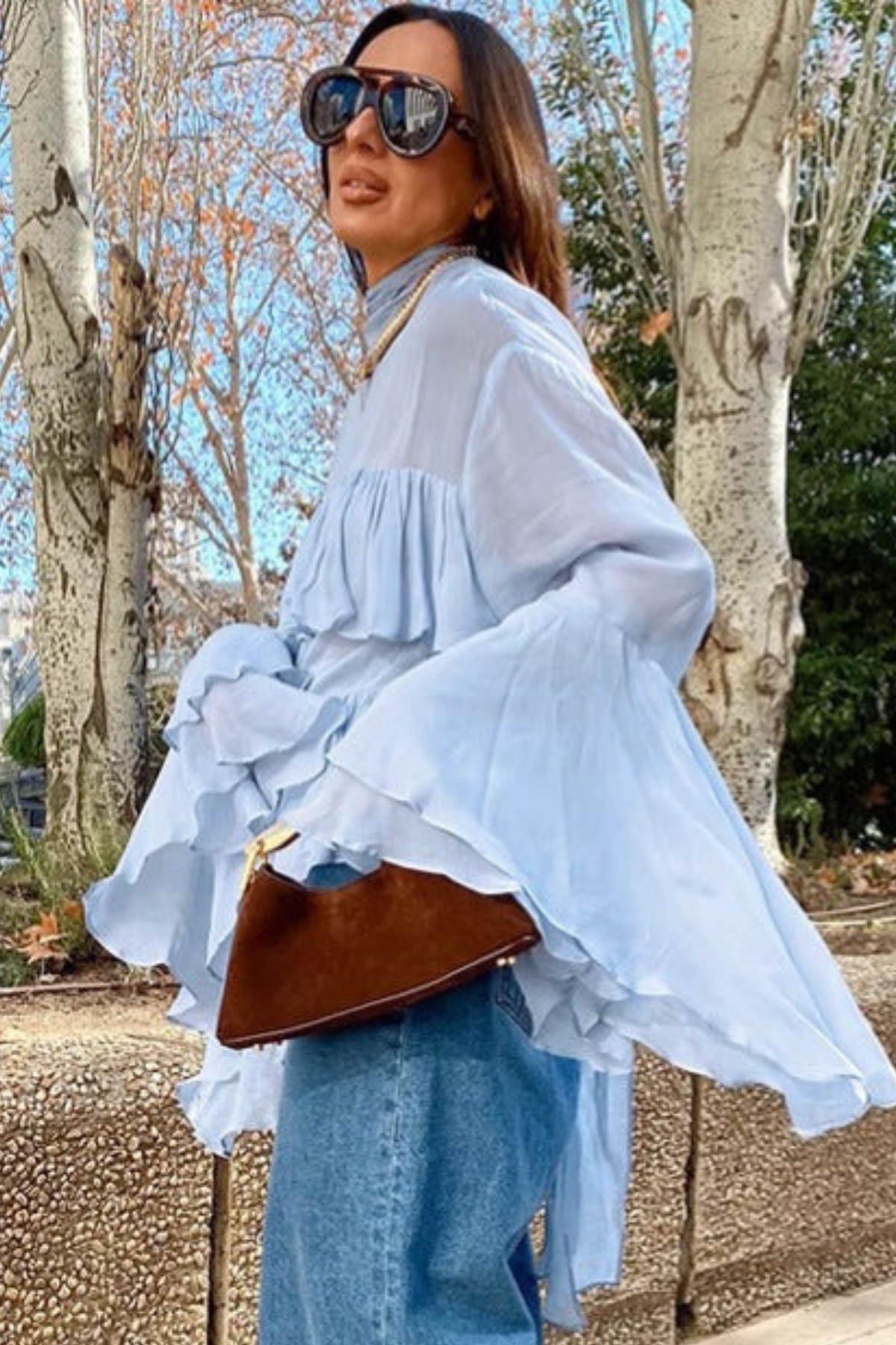 High Neck Ruffle Blouse