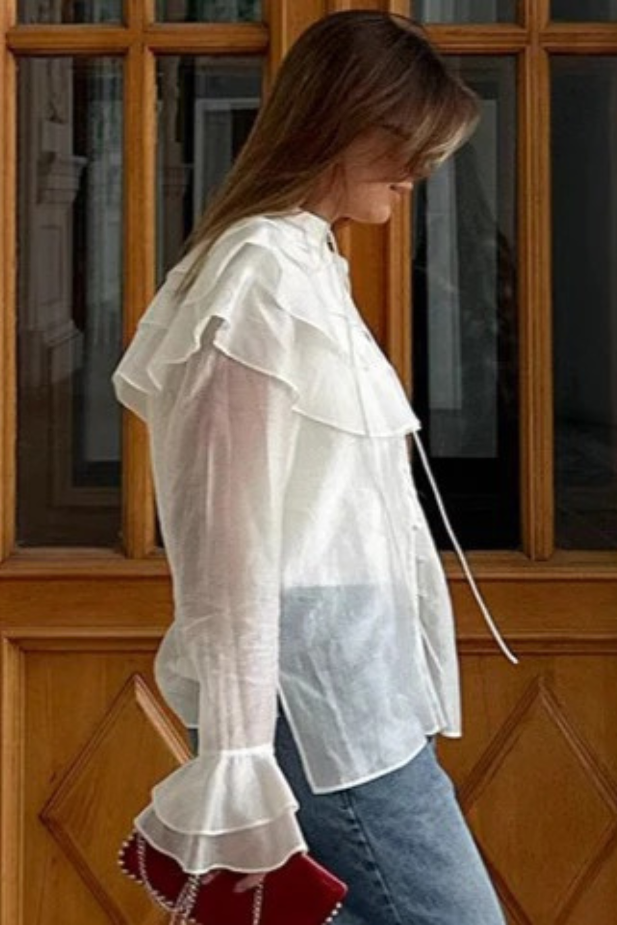 Ruffled Tie Collar Blouse