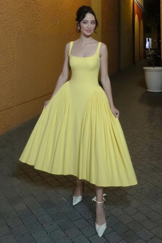 Elegant High Waist Solid Color Dress