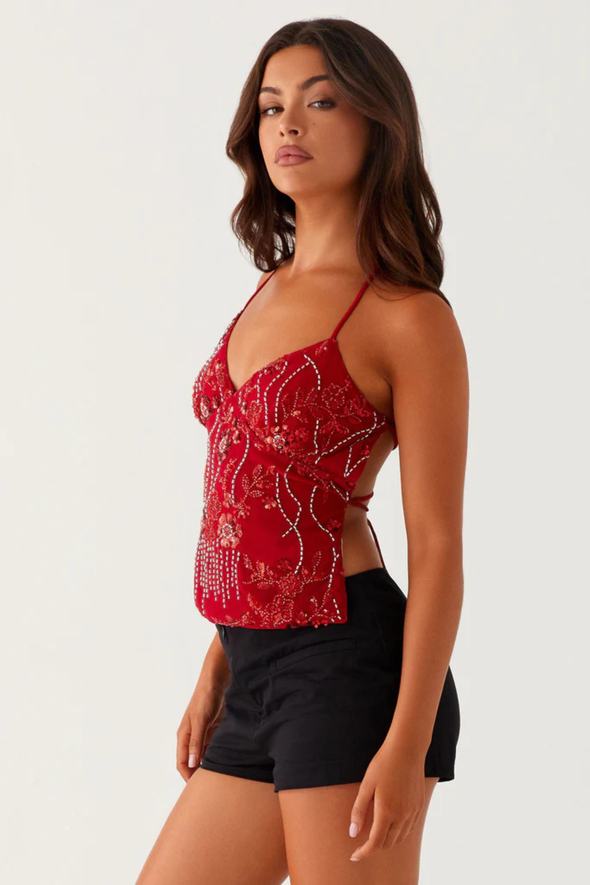 Sexy Embroidered Sequin V-Neck Camis