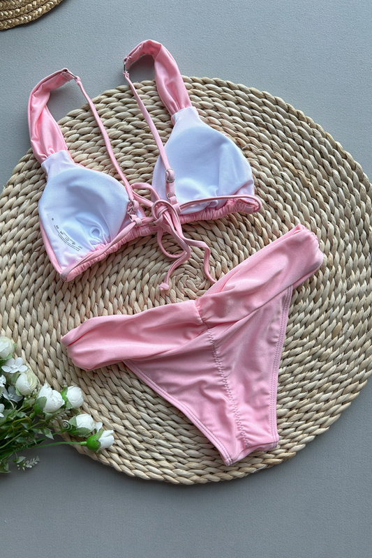 Solid Ruched Bikini Set