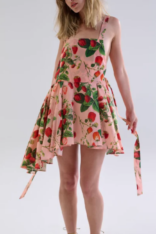 Strawberry Backless Tie Dress