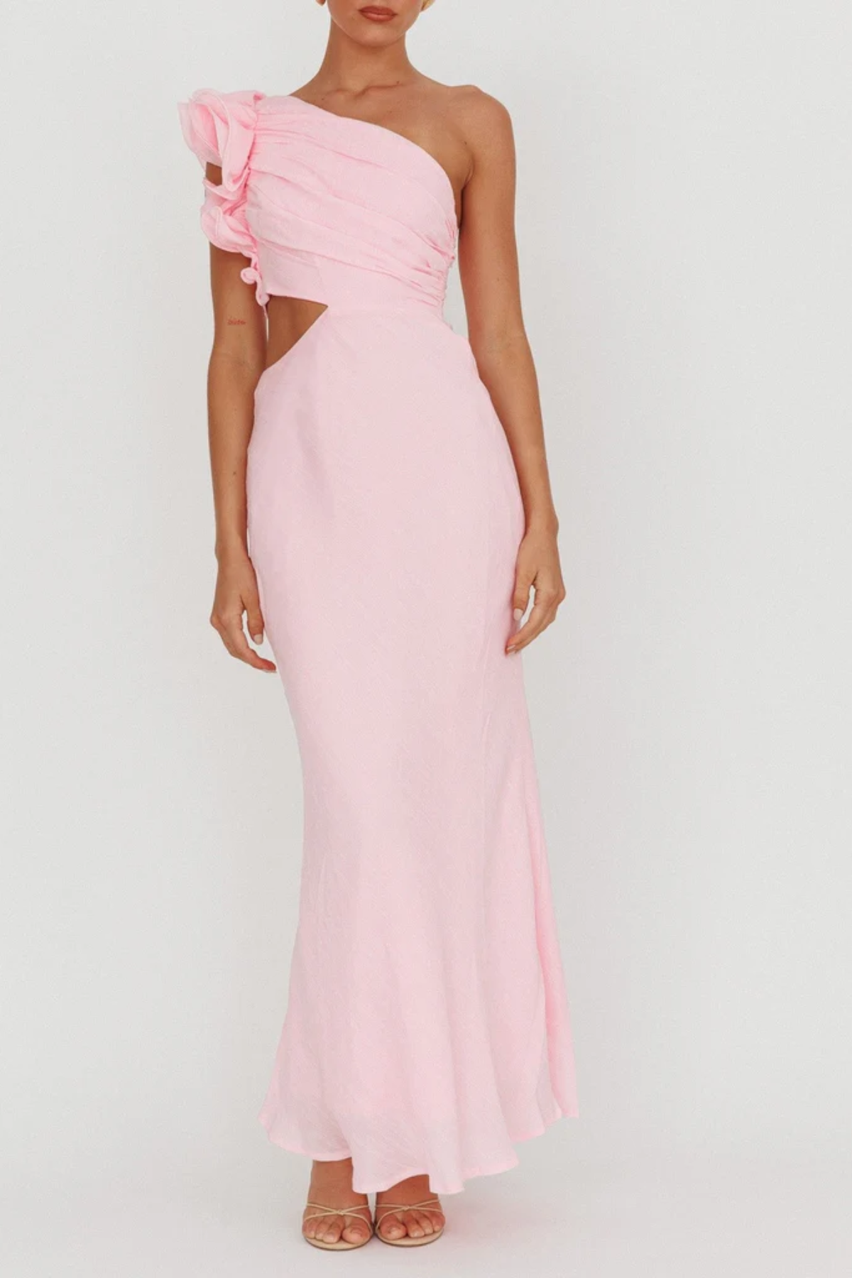 Asymmetric One-Shoulder Cutout Maxi Dress