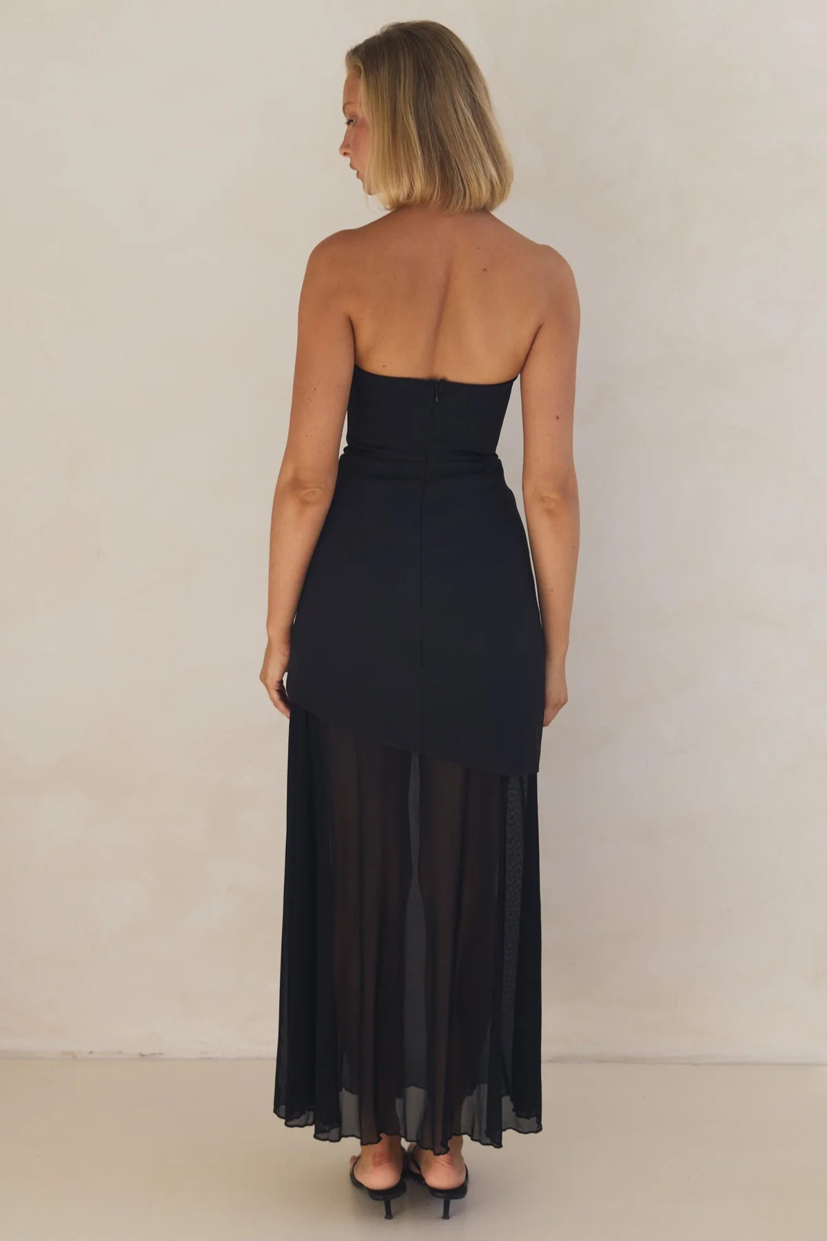 Strapless Color Block Maxi Dress