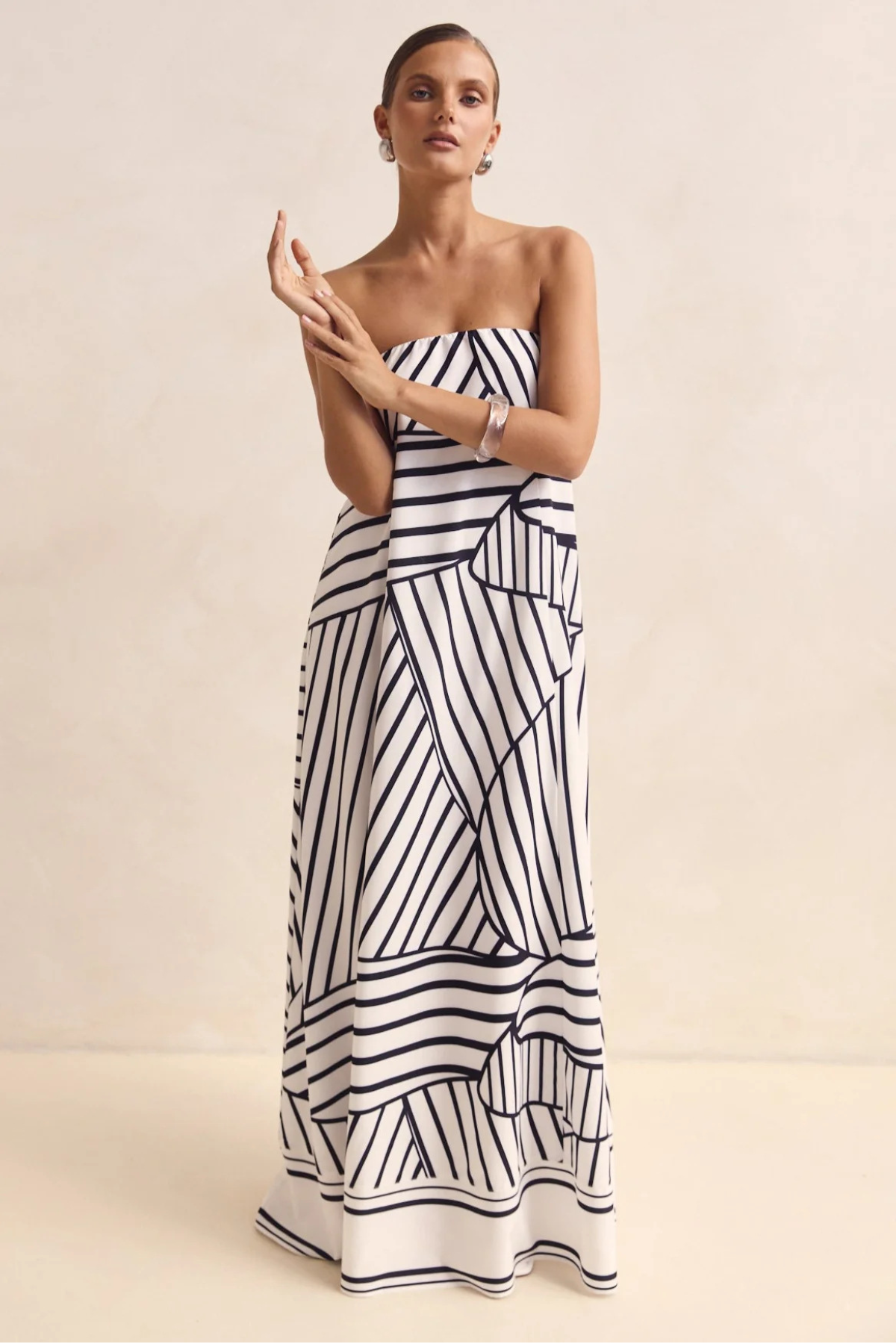 Pink Striped Bandeau Dress