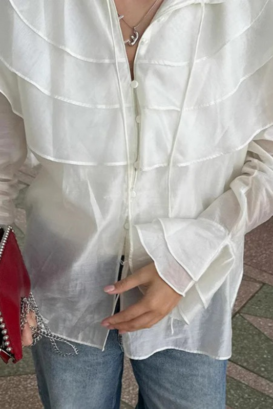 Ruffled Tie Collar Blouse
