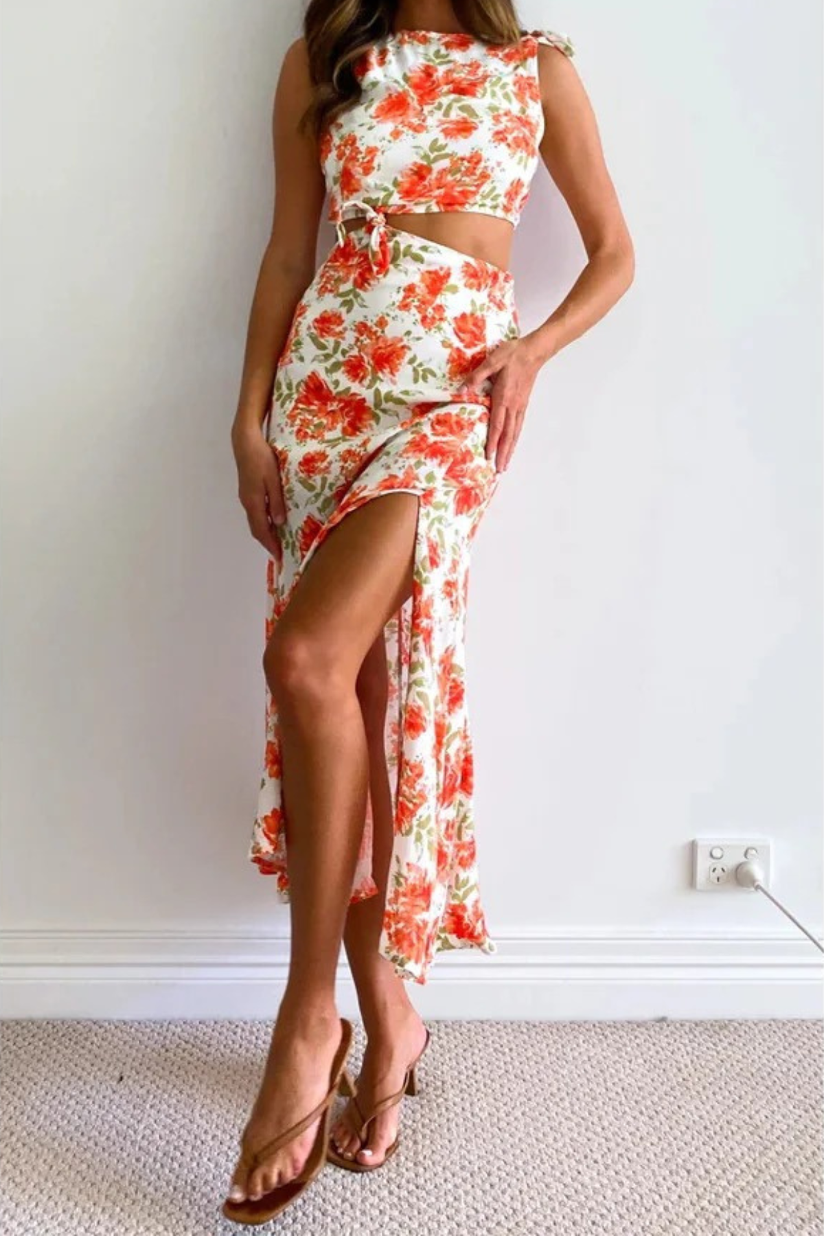 Floral Cutout Midi Dress