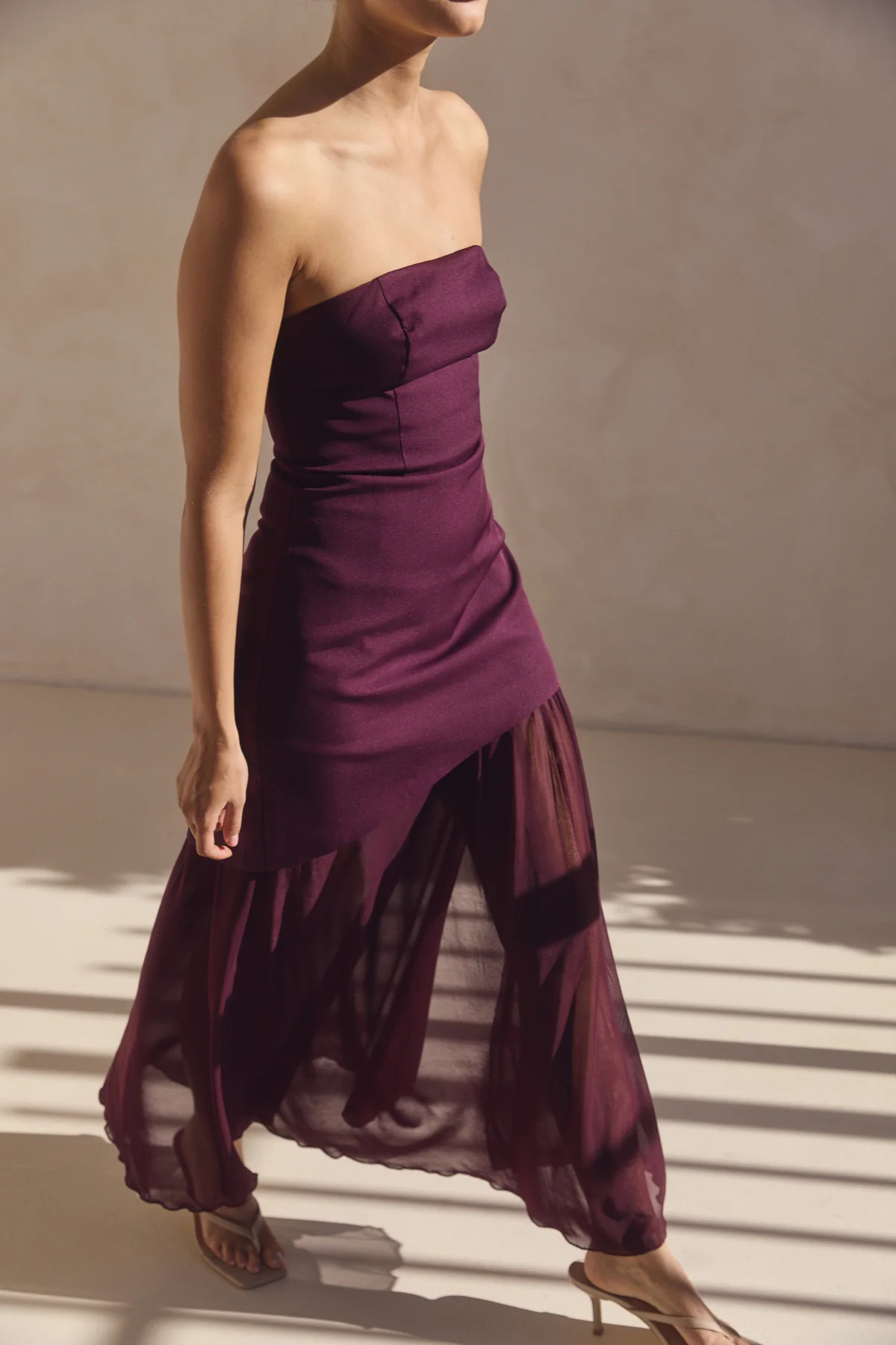 Strapless Color Block Maxi Dress
