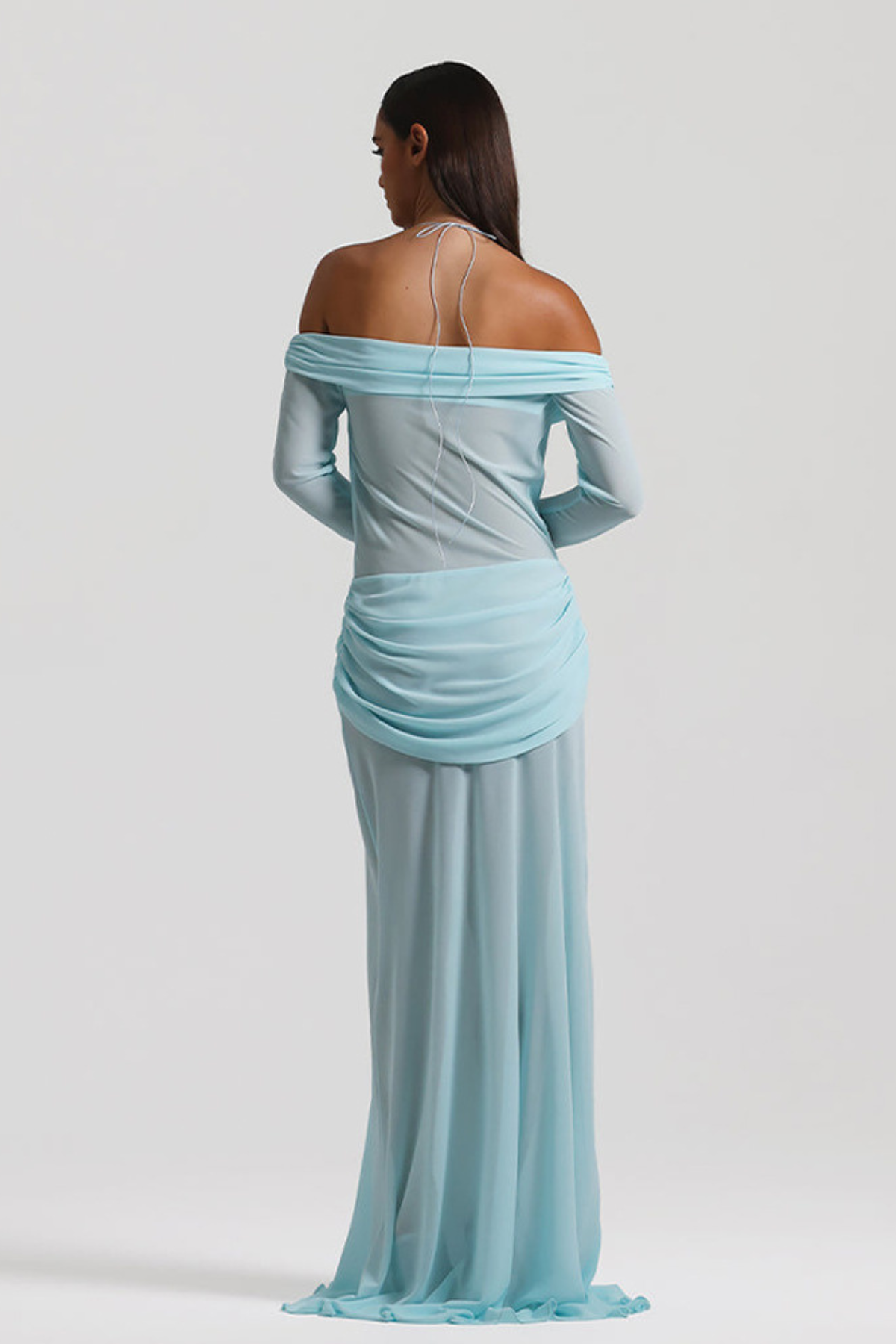 Twisted Chiffon Off-Shoulder Maxi Dress