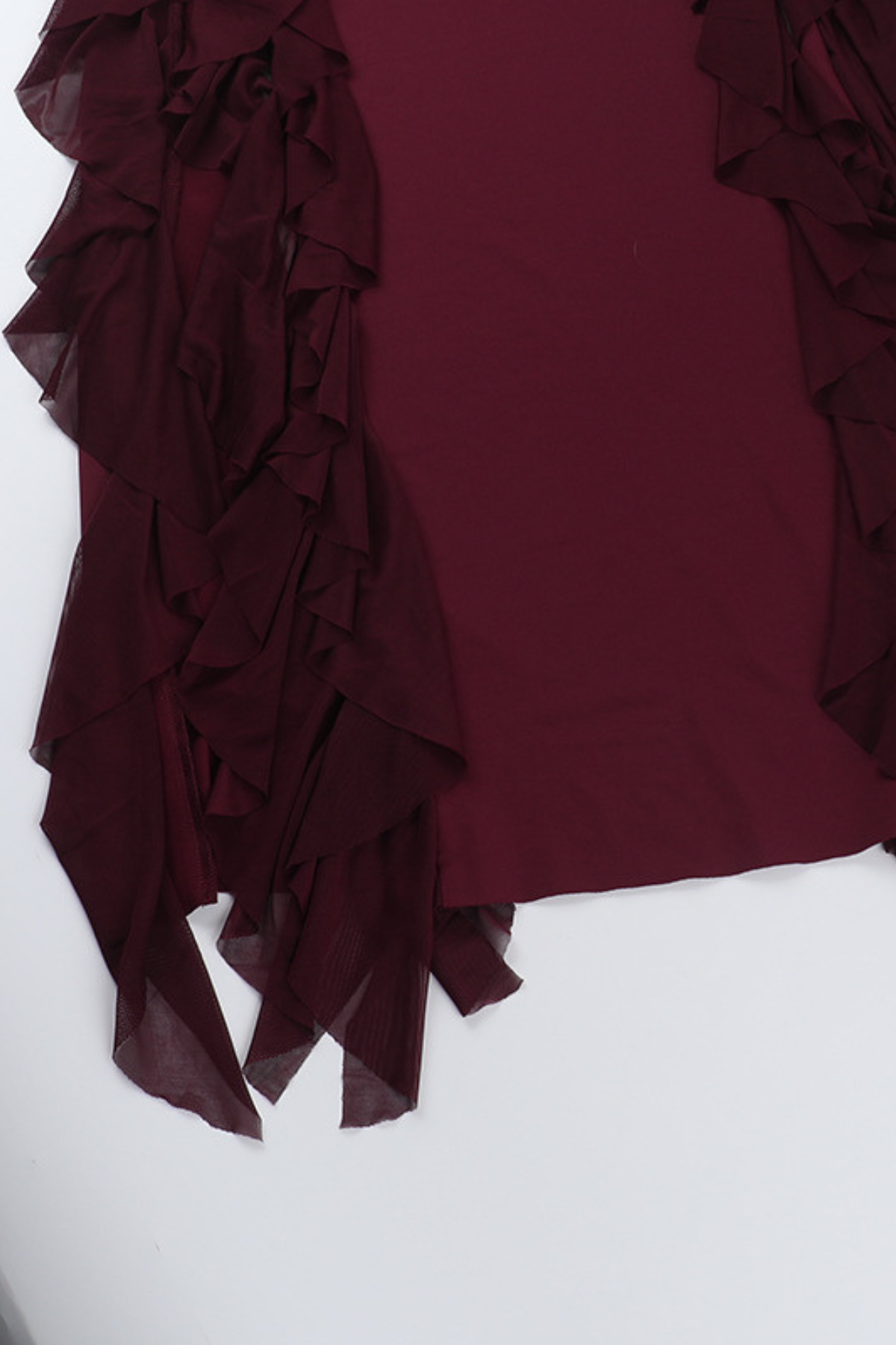 Long Ruffle Slit Dress