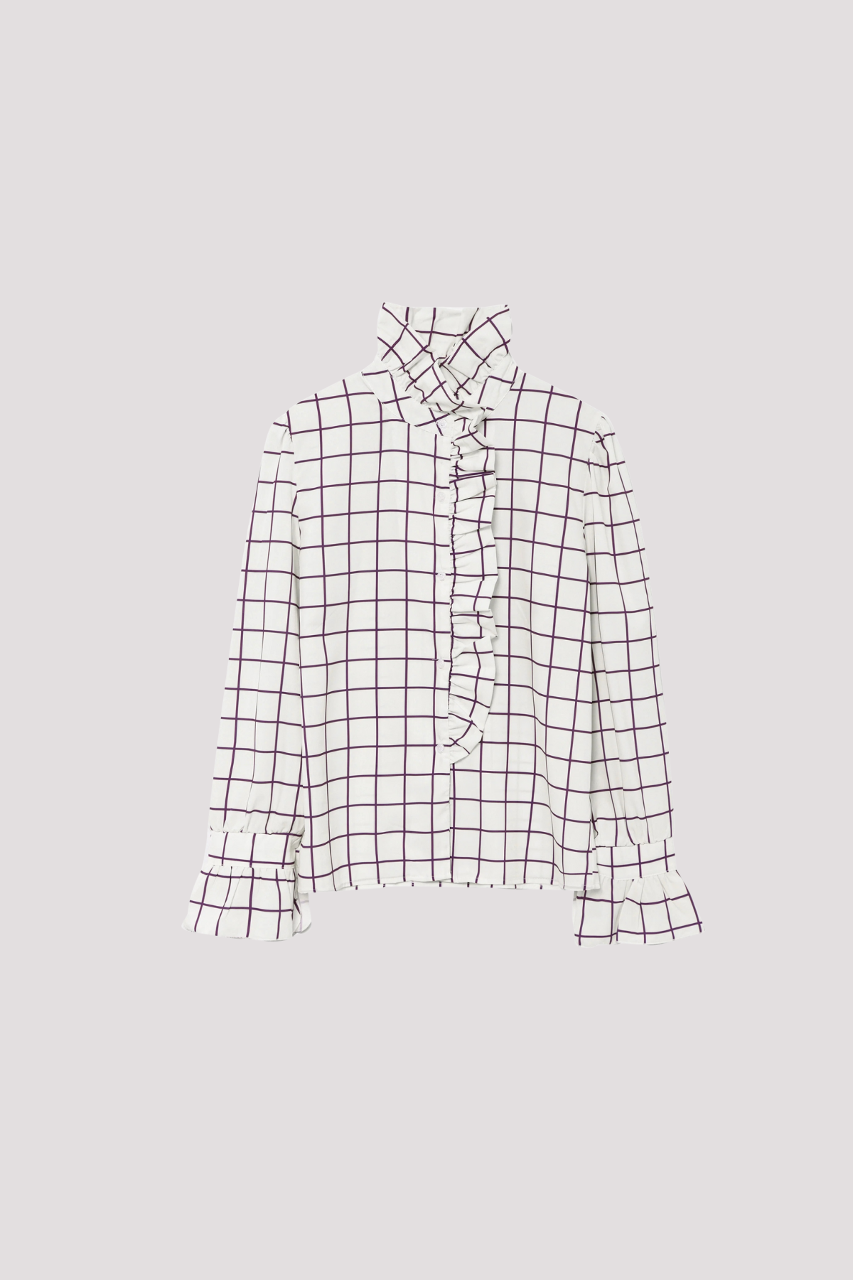 Ruffle Stand Collar Stripe Shirt