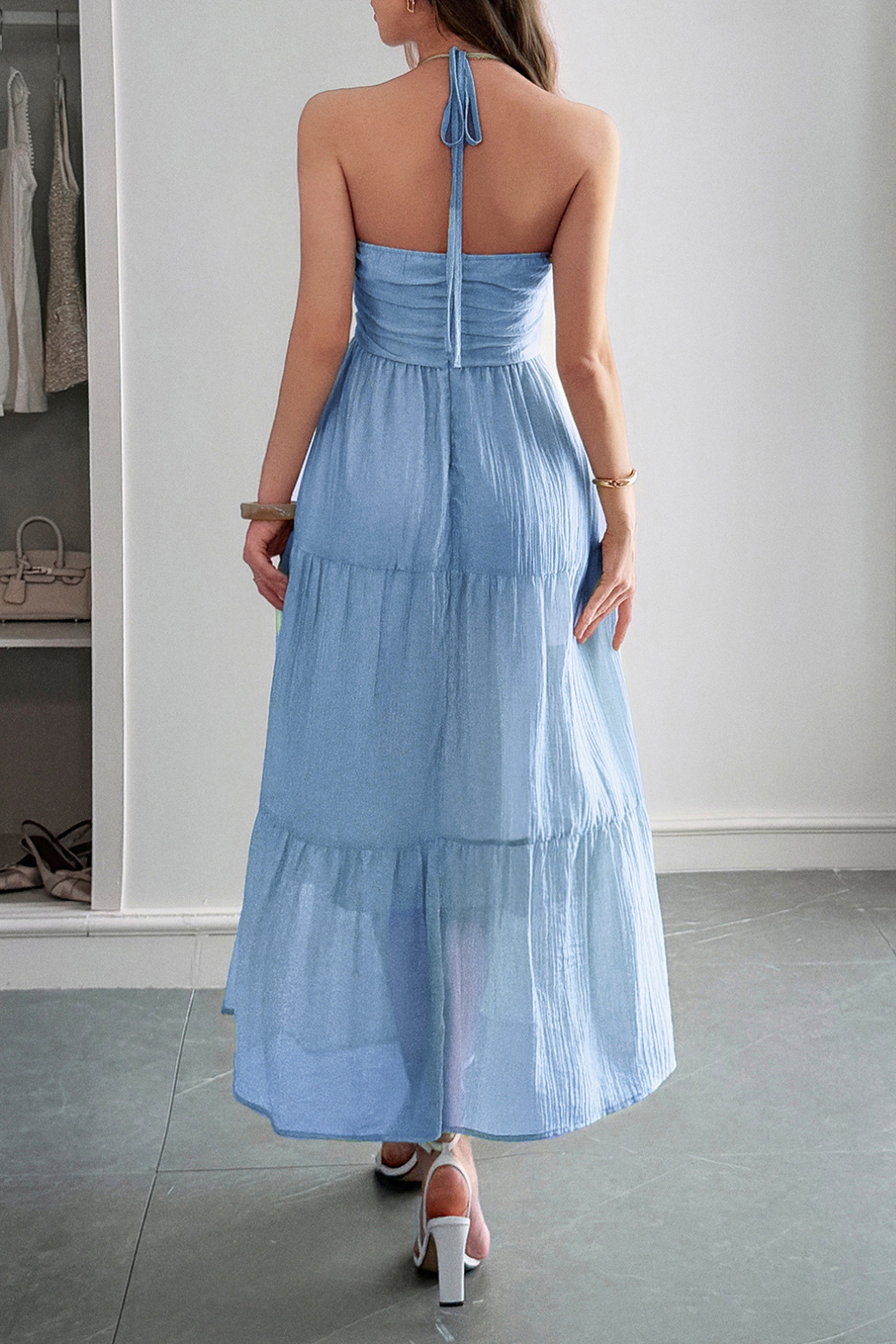 Seaside Halter Vacation Maxi Dress