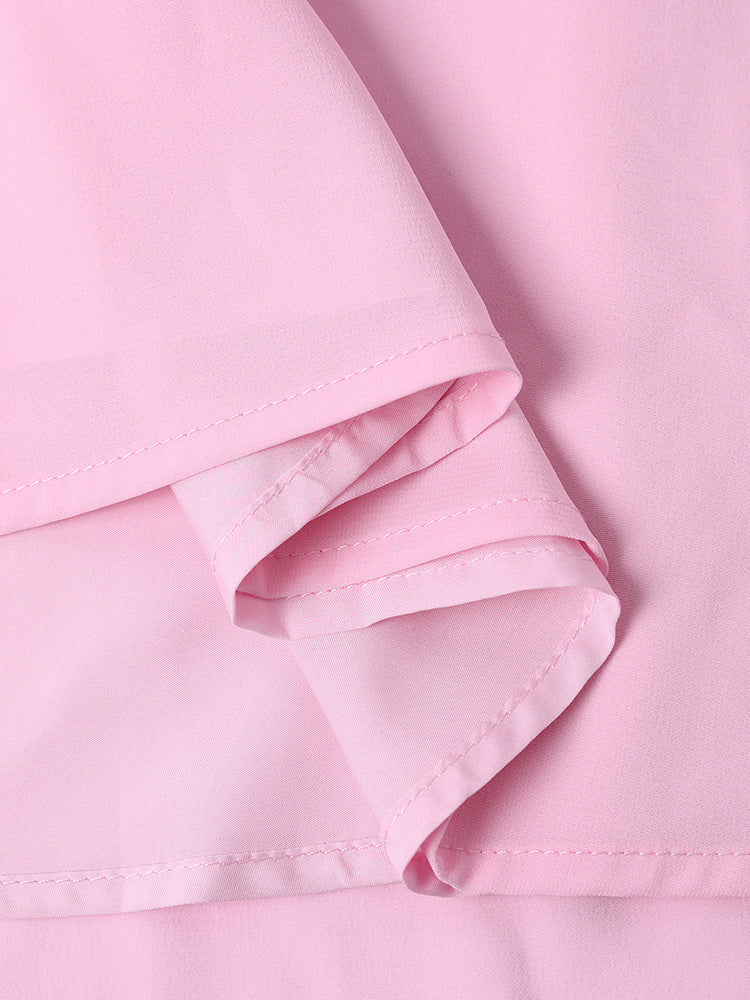 Chiffon Tube Top Dress Sexy Backless Wooden Ear Smocking Stitching Hip Dress