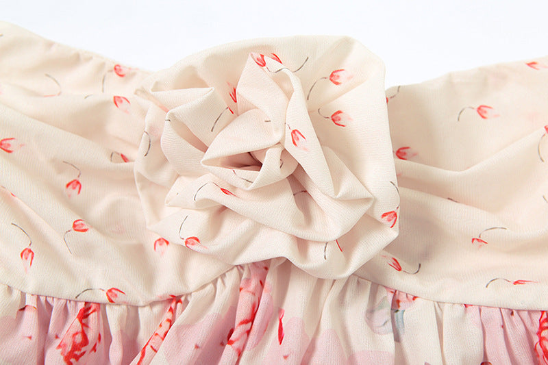 Spring Women Clothing Sexy Floral Printing Scarf Collar Irregular Asymmetric Tube Top Vest for Women