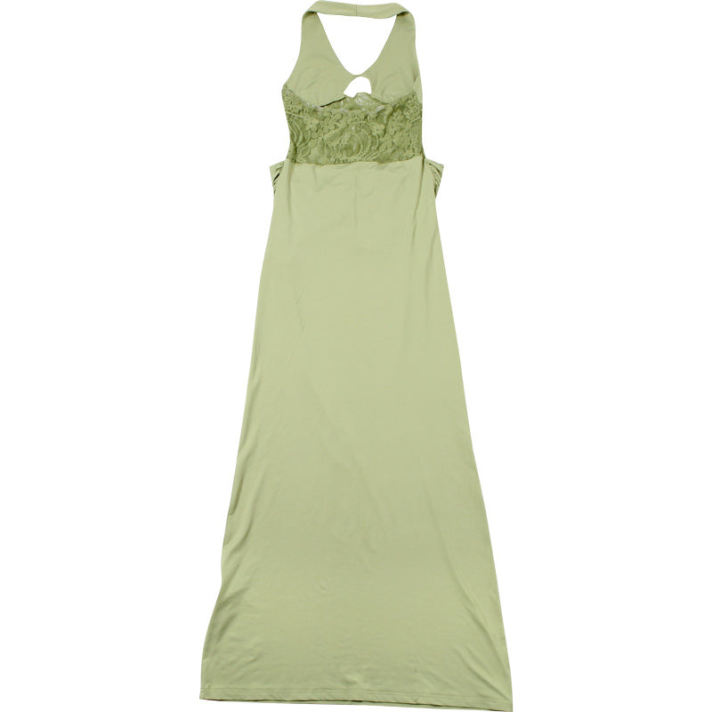 Spring Women Clothing Sexy Halter Cut out Slim Hip Fold Dress