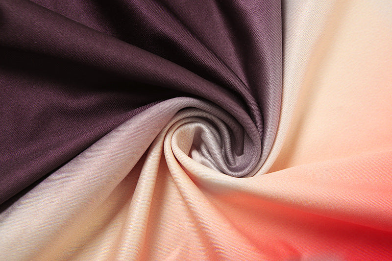 Women Clothing Spring Summer Color Contrast Printed Sexy Pile Collar Backless Dress Women