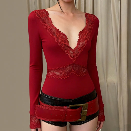 French Lace V-Neck Top