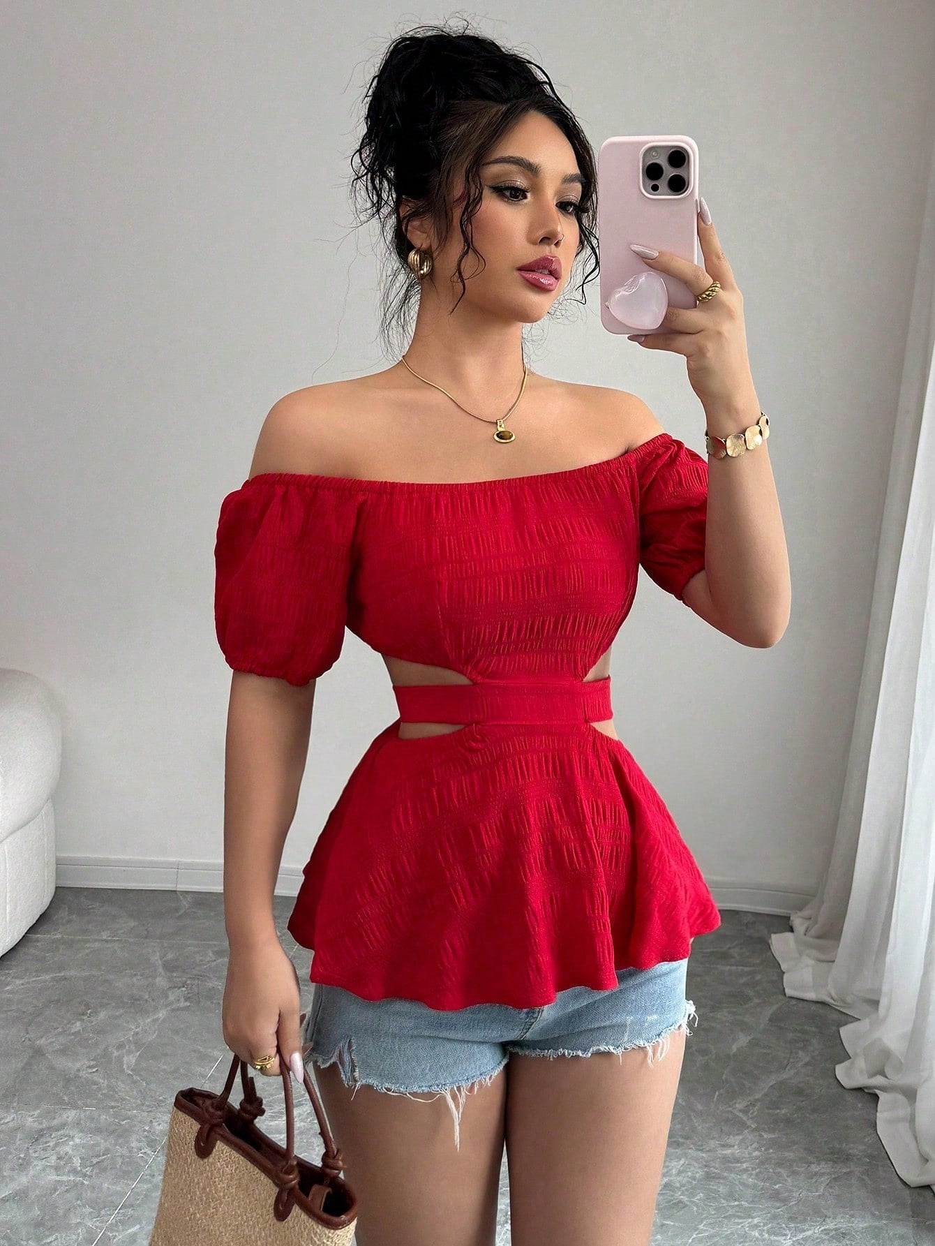 Women Clothing Sexy off Shoulder T shirt Summer Hollow Out Cutout out Tube Top Short Top