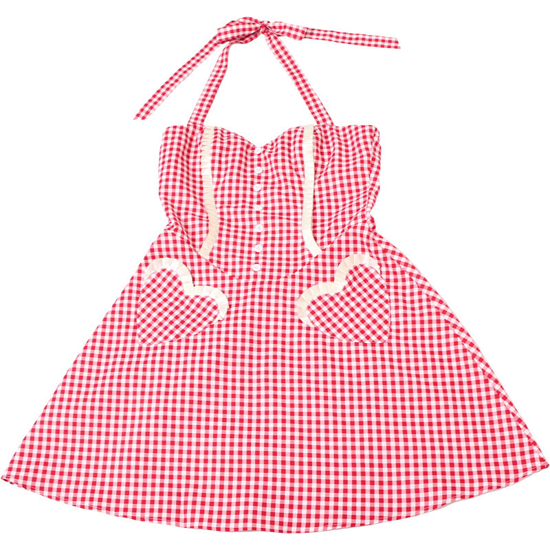 Summer Women Clothing Sexy Halter Contrast Color Slim Fit Slimming Lace up Plaid Dress