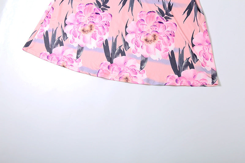Spring Women Clothing French Sexy V neck Backless Slim Fit Floral Strap Dress
