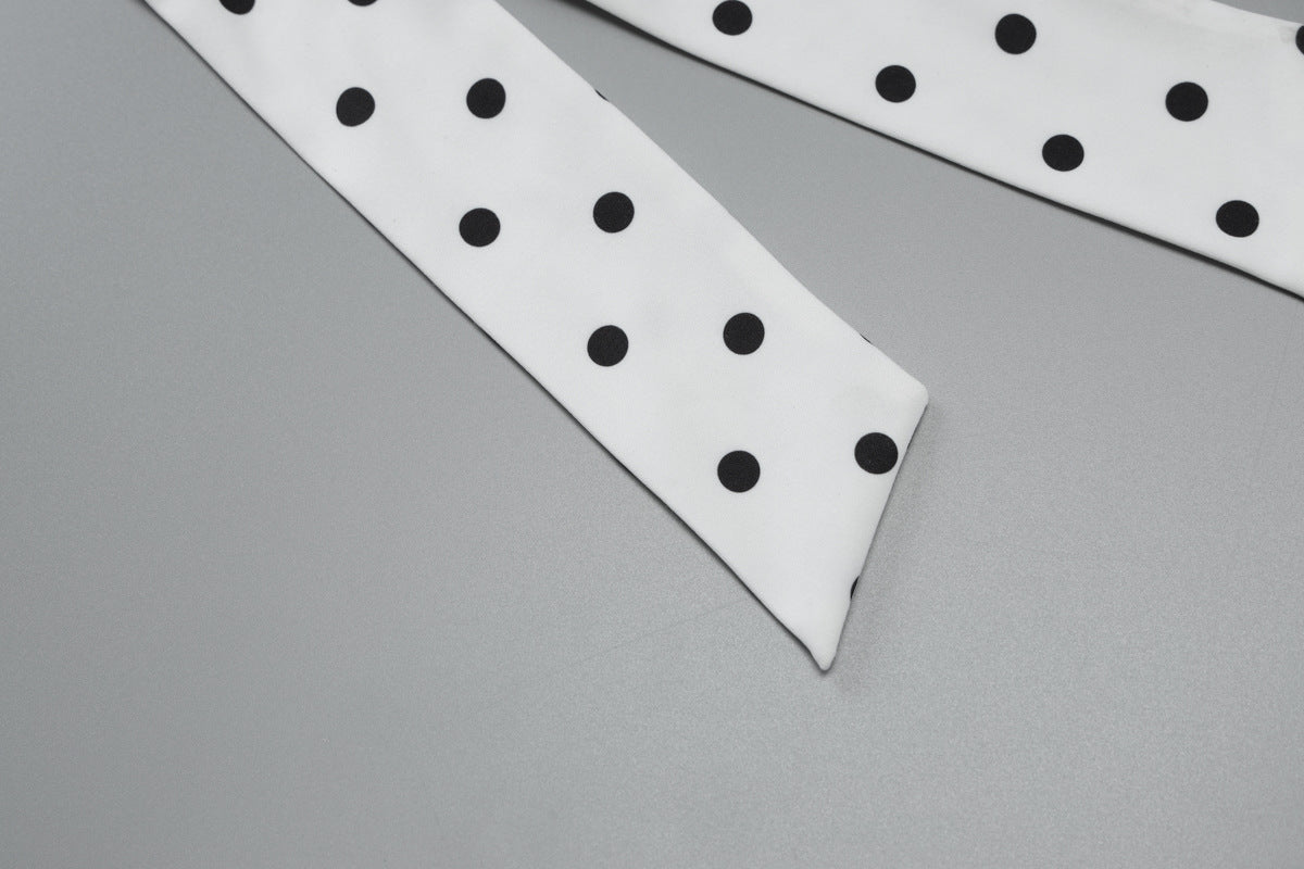 Women Clothing Spring Summer Sexy Polka Dot Printed Shoulder Lace up Slim Fit Hip Bag Dress