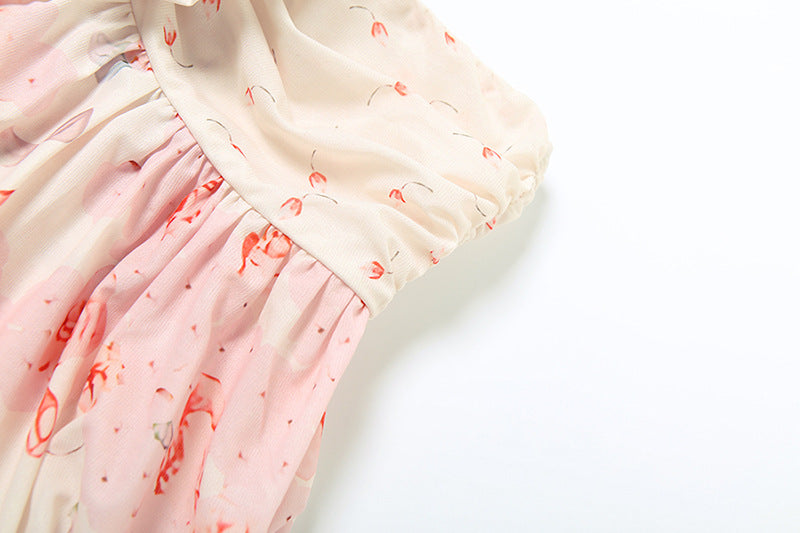 Spring Women Clothing Sexy Floral Printing Scarf Collar Irregular Asymmetric Tube Top Vest for Women