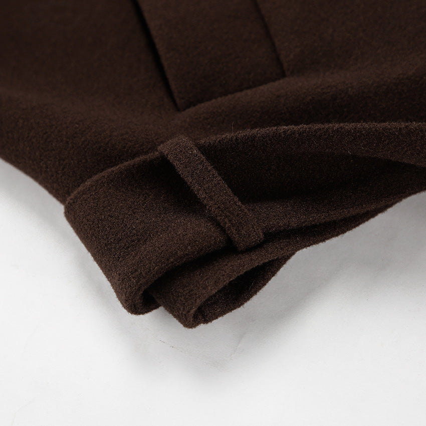 Autumn Winter Collared Elegant Double Breasted Woolen Coat Office Coat Women