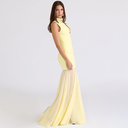 Sexy Cutout Tube Top Cinched Waist See-through Fishtail Dress Women Dress