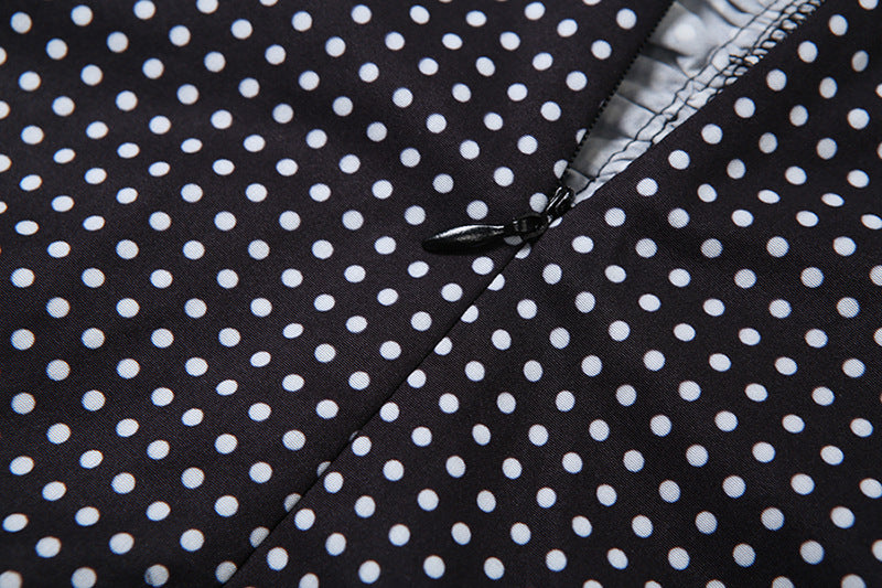 Spring Summer Women Clothing French Dot Sexy Button Slim Pleated Backless Sling Dress Women