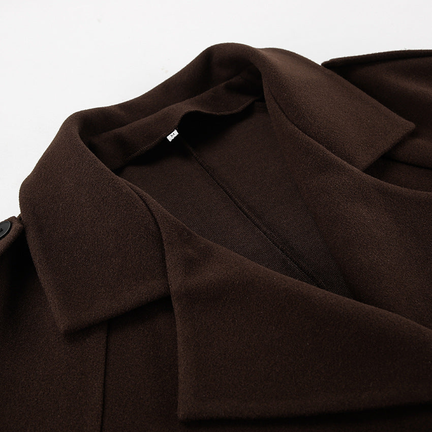Autumn Winter Collared Elegant Double Breasted Woolen Coat Office Coat Women