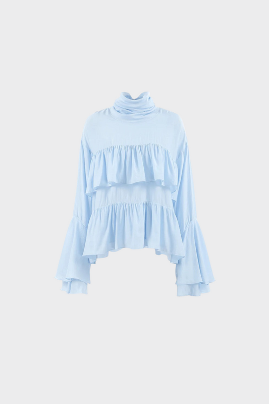High Neck Ruffle Blouse