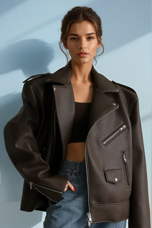 Faux Leather Jacket with Pockets
