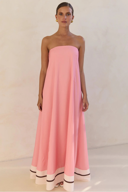 Pink Striped Bandeau Dress