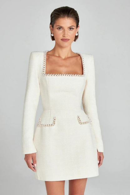 Long Sleeved Beaded Classic Dress