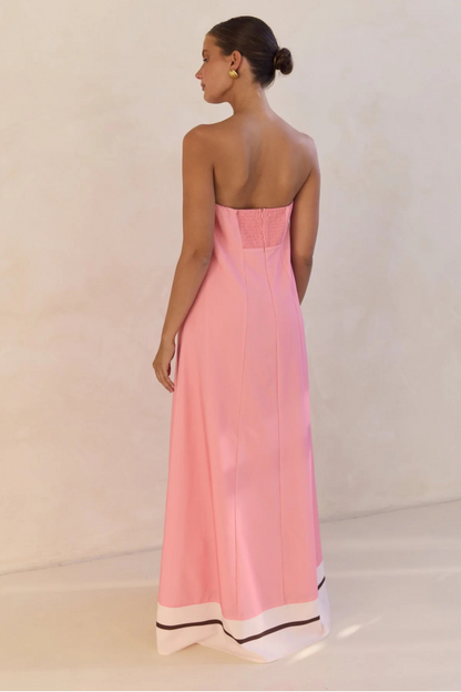 Pink Striped Bandeau Dress