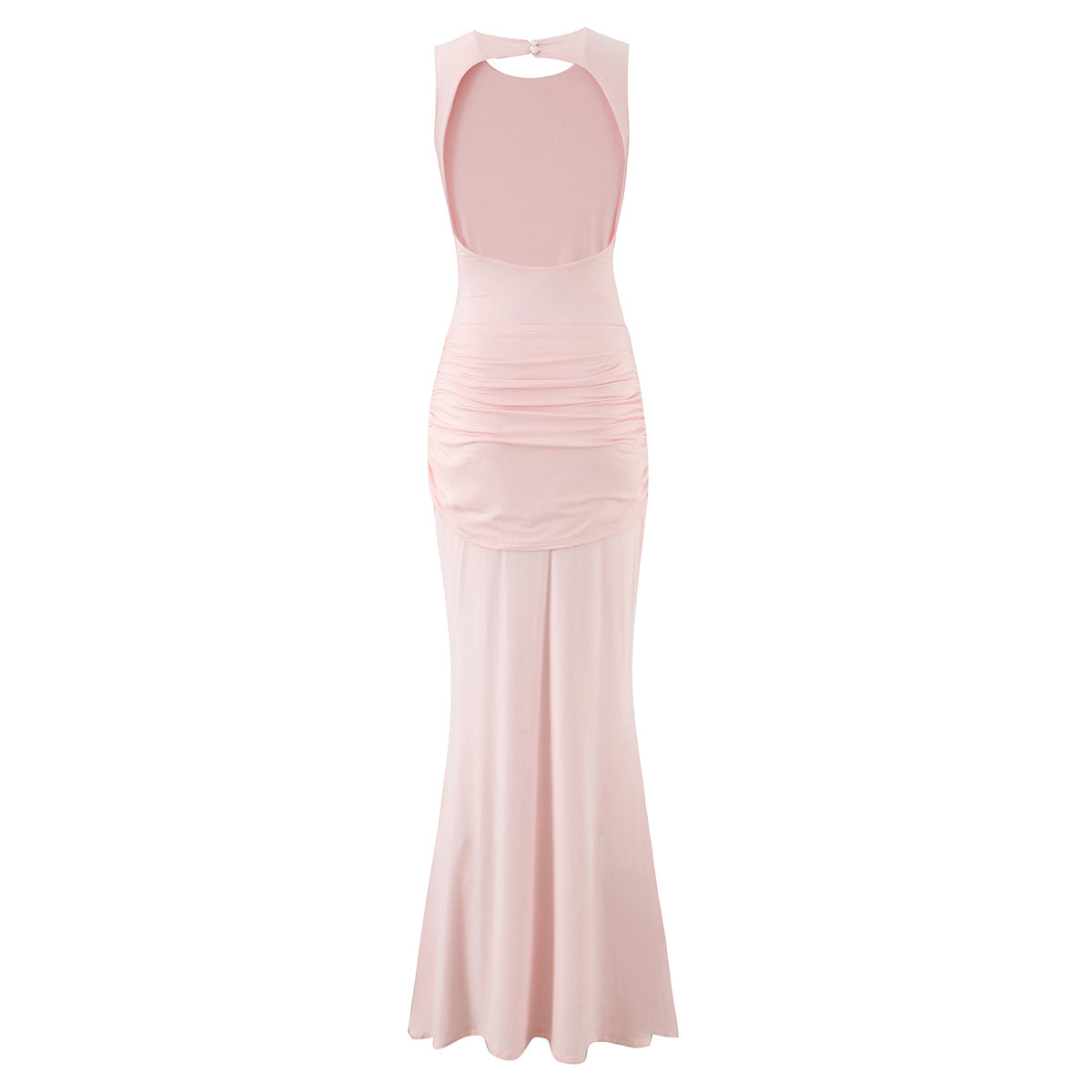 Twist-Pleated Sleeveless Backless Dress